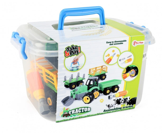 tractor met aanhanger diy groen 45 cm