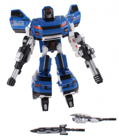 transformation robot politieauto 26 cm blauw