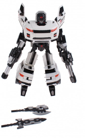 transformation robot politieauto 26 cm wit