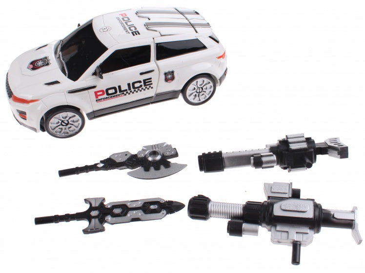 transformation robot politieauto 26 cm wit