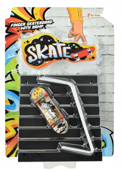 vingerskateboard met trap 9 cm 4-delig zwart
