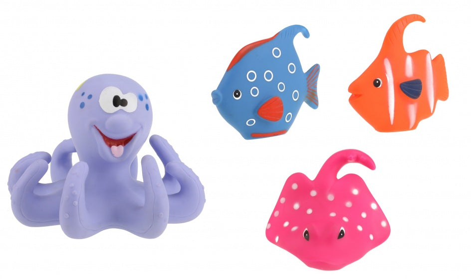 waterdiertjes octopus met vissen paars 17 cm