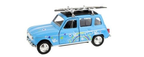 Renault 4 met surfplank blauw 12 cm