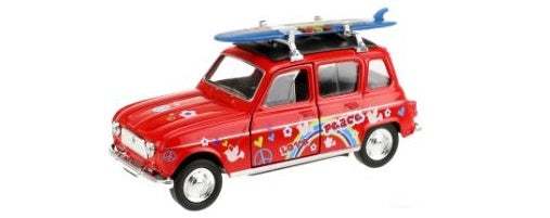 Renault 4 met surfplank rood 12 cm