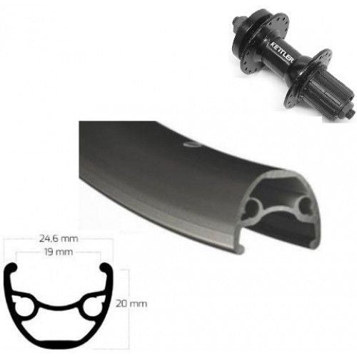 achterwiel 28 inch Kettler naaf 8/9/10 speed 32G alu zwart