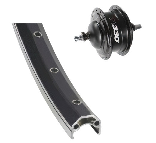 achterwiel 28 inch V-brake 622 aluminium/RVS zwart