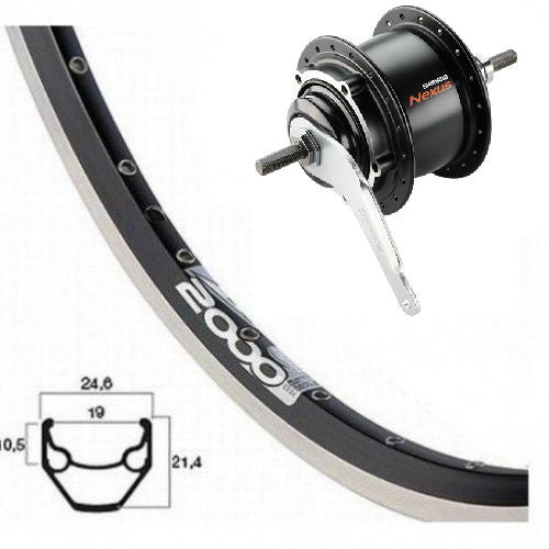 achterwiel Zac 2000 28 inch Nexus 8 remnaaf/schijfrem zilver