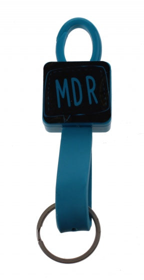 elastische sleutelhanger 12 cm blauw