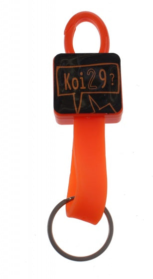 elastische sleutelhanger 12 cm oranje