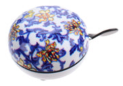fietsbel ding-dong bloemen 80 mm wit/blauw
