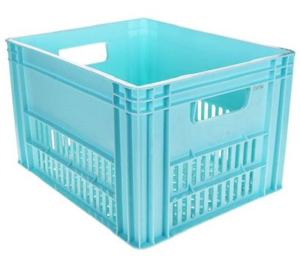 fietskrat 40 liter PVC babyblauw