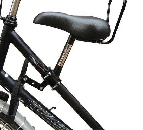fietszitje voor op buis damesfiets dubbele stang zwart