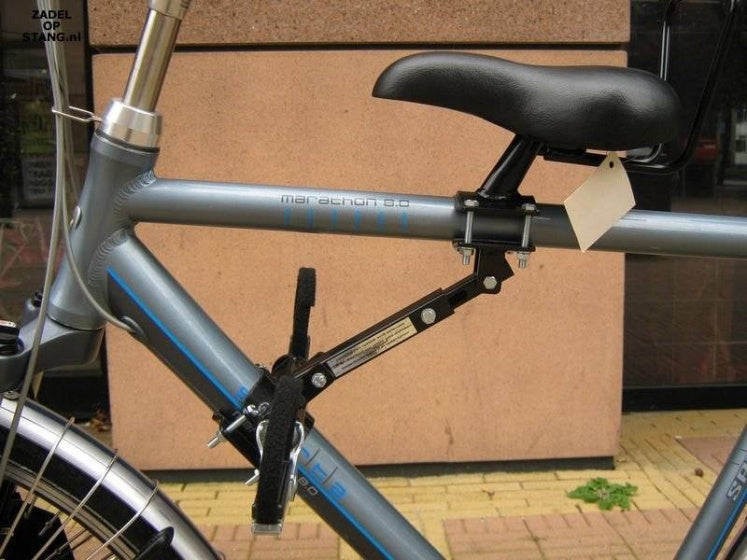 fietszitje voor op buis herenfiets zwart