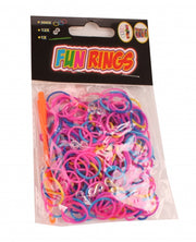 Fun Rings armband vlechten geel/roze/blauw 313-delig