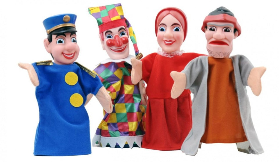 handpoppen 4 stuks in poppenkastverpakking