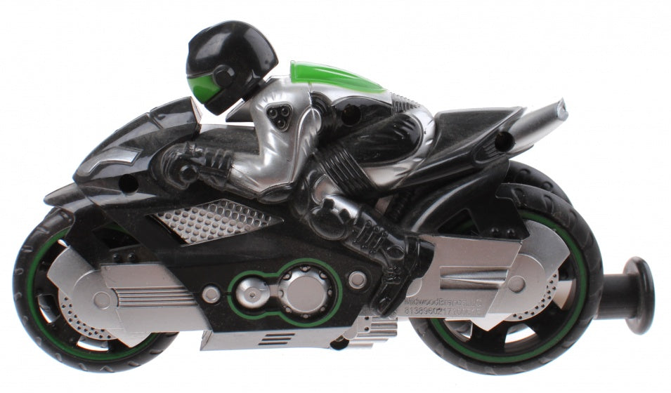 motor met afschietfunctie jongens 15 cm zilver/groen