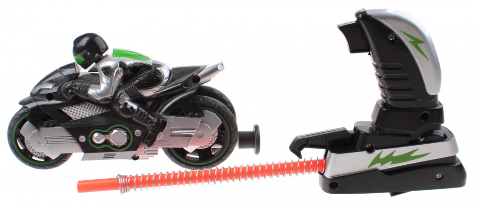 motor met afschietfunctie jongens 15 cm zilver/groen