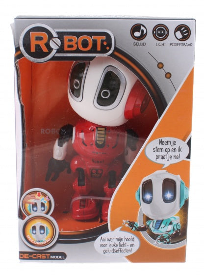robot met stemrecorder 10 cm rood