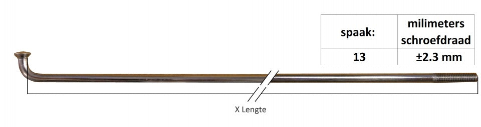spaken 13G - 298 mm zonder nippel staal 144 stuks
