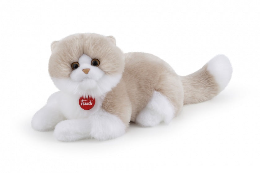 knuffelkat Giada 47 cm lichtbruin/wit