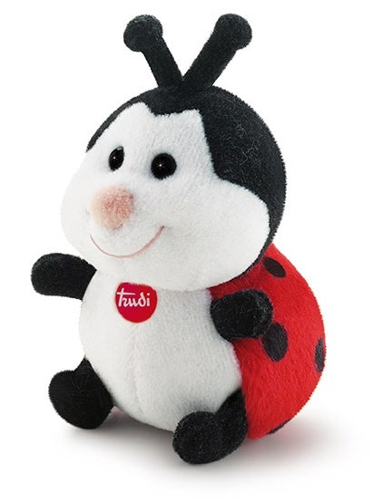 knuffel lieveheersbeestje zwart/ rood 9 cm