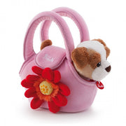 Knuffelhond in tas 20 cm roze