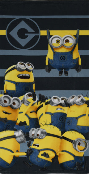strandlaken Minions microfiber 70 x 140 cm blauw/geel