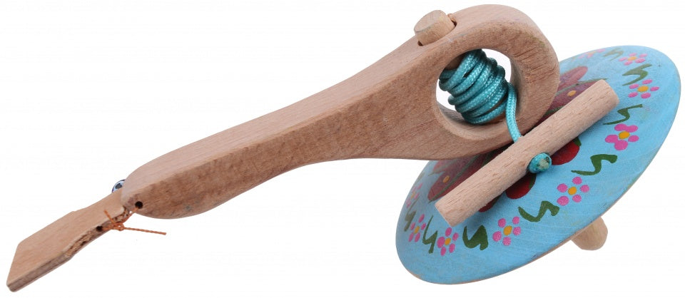 spinningtol hout 16 cm lichtblauw