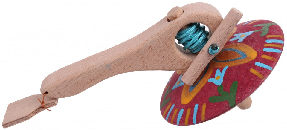 spinningtol hout 16 cm rood/geel