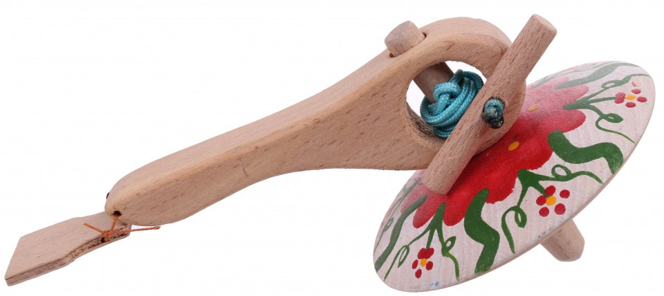 spinningtol hout 16 cm wit/rood