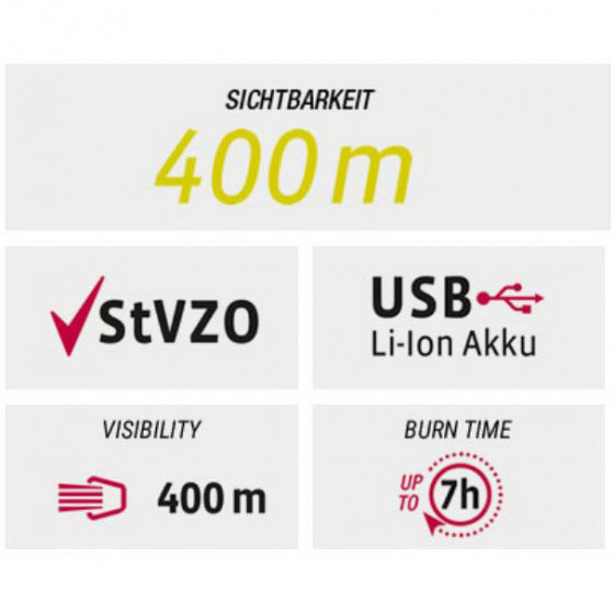 achterlicht Eco light Red RL LED USB zwart 400 m
