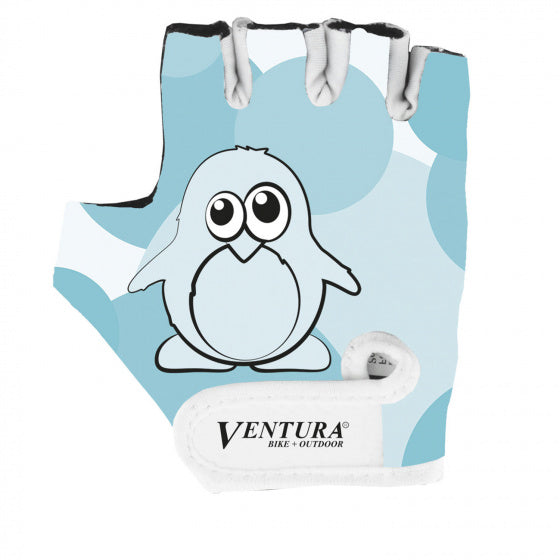 fietshandschoenen pinguïn polyester blauw/wit maat XS