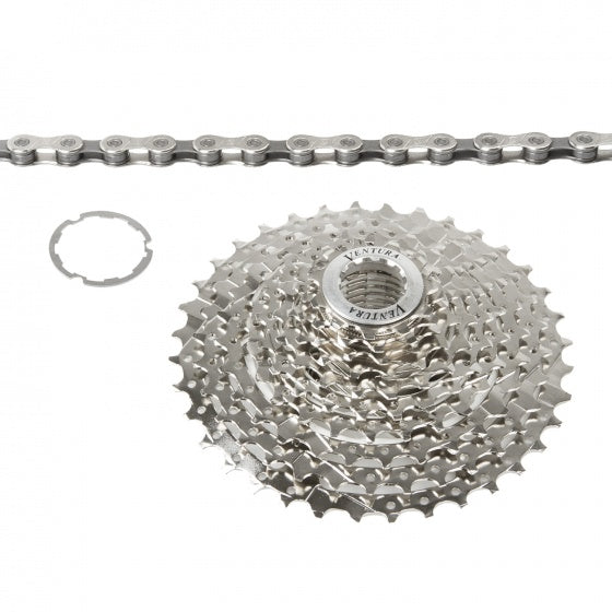 Power set cassette + ketting 10S 11-36T zilver