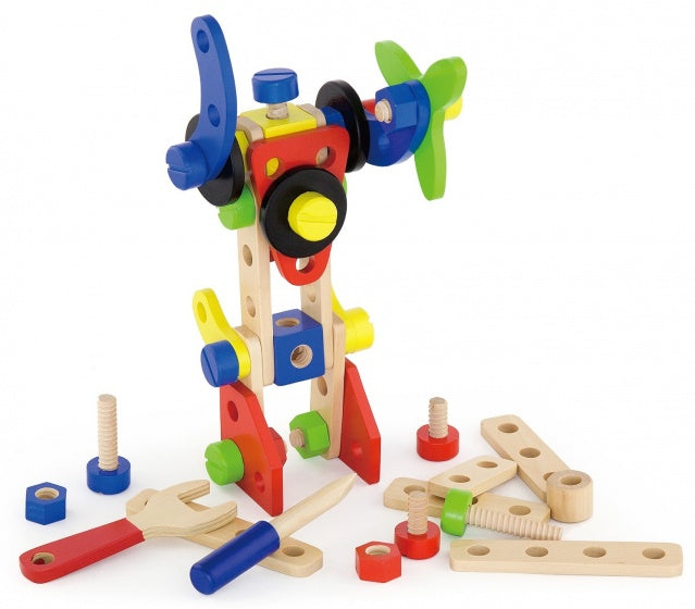 constructiebouwset hout 68-delig multicolor
