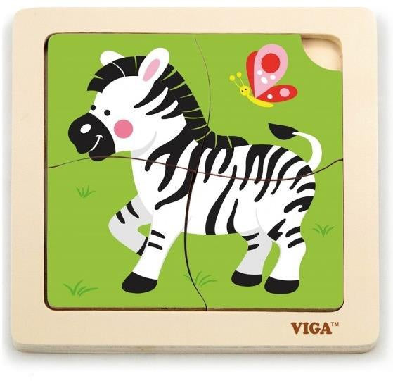 dierenpuzzel 4 stukjes zebra groen