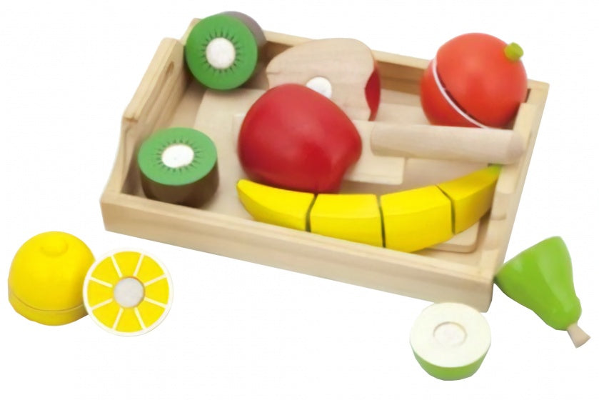 houten fruit op dienblad 9-delig