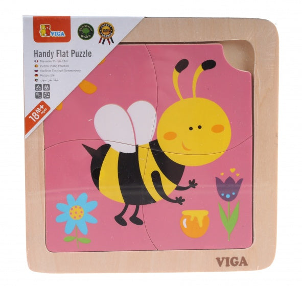 houten legpuzzel bij 15 cm 4 stukjes roze