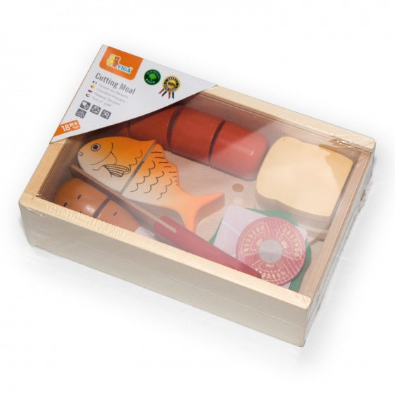 houten snijset snijplank met speelgoedeten 10-delig