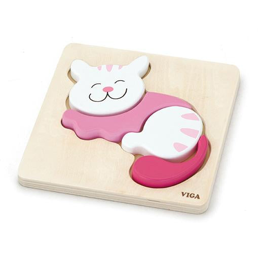 houten vormenpuzzel kat 4 stukjes