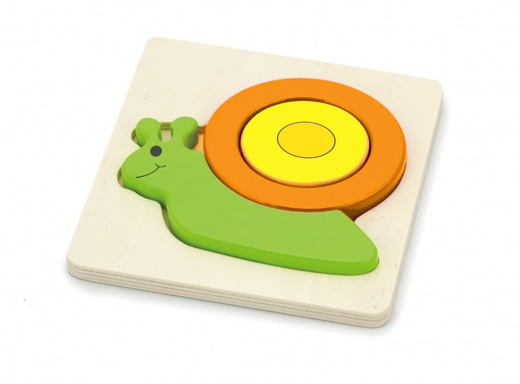 houten vormenpuzzel slak 4 stukjes
