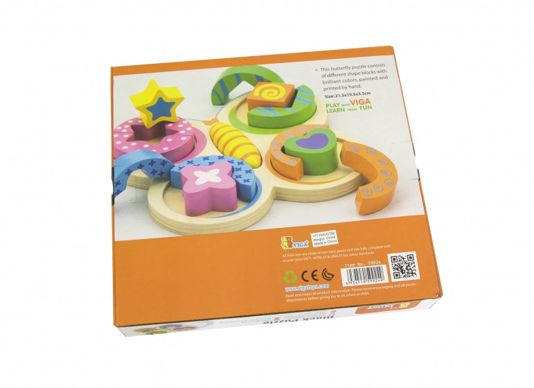 vormenpuzzel Vlinder junior hout 13 stukjes
