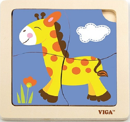 legpuzzel Giraffe junior 15 cm hout 4 stukjes