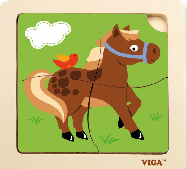 legpuzzel Paard junior 15 cm hout 4 stukjes