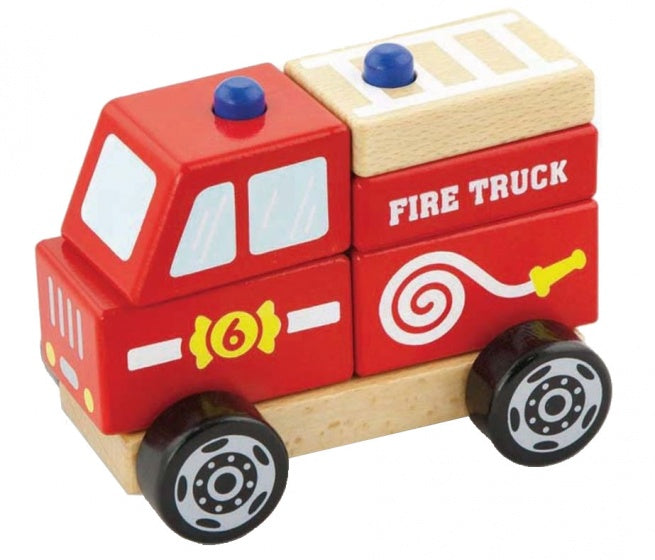 stapelfiguur brandweerauto 13 cm rood