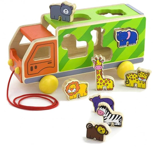 trekfiguur dierenwagen 27 cm groen/oranje