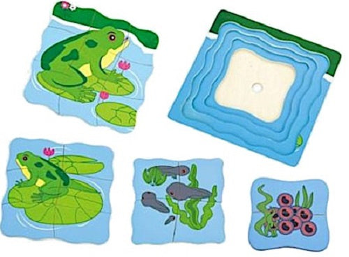 vormenpuzzel Kikker 4-laags junior hout 21 stukjes