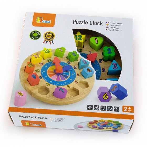 vormsorteerder puzzelklok hout 13-delig multicolor
