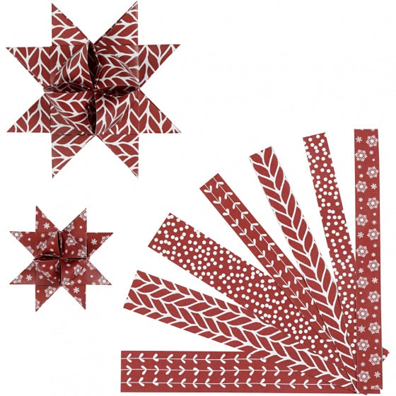 2-D vlechtstroken papier 44/78 cm rood/wit 60 stuks
