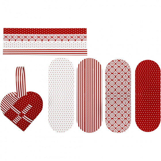 bouwset gevlochten harten rood/wit 8 stuks