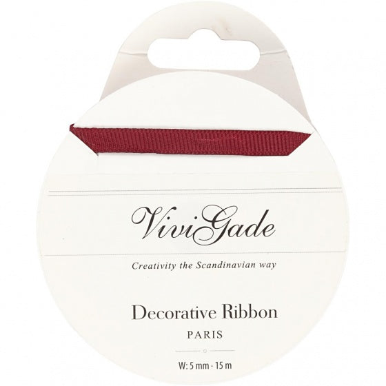 decoratielint Grosgrain 5 mm / 15 meter donkerrood